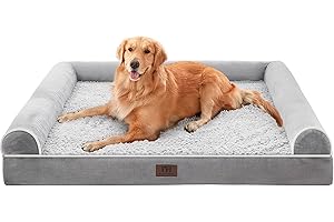 WESTERN HOME Hundebett Grosse/Mittelgroße Orthopädisches Hundebett Hundekissen Wasserdicht Hundekorb mit Waschbar Abdeckung, Geeignet für Mittelgroße und Grosse Hund, Grau, 106x76x19 cm