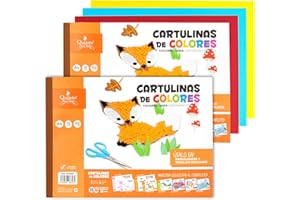 BLOC CARTULINAS DE COLORES QUIJOTE PAPER WORLD - Hojas de colores, 20 hojas, tamaño A4, 160gr/m² para Manualidades y scarpbooking, 10 colores - PACK 2 Uds