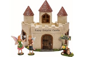 PRETMANNS Fairy House for Fairy Garden - Fairy Garden Ornaments Outdoor & Fairies for Fairy Gardens - Cute Fairy Garden Accessories - Fairy Castle & Prince and Princess Fairies