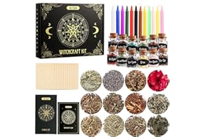 Nutgun Witchcraft Supplies Kit 49 PCS, Wiccan Supplies and Tools Including Witchcraft Herbs, Spell Candles, Crystals, Guidebook for Witchcraft, Witch Altar Spell Starter Kit, Witchy Gifts for Women