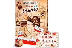 ONZA DULCE Y SALADO SWEET & SALTED Onza Calendario Avvento Cioccolato Kinder Bueno 2024. Regalo Originale per Natale con Cioccolatini Kinder Bueno, Kinder Bueno Mini. Calendario Avvento con Biglietto di Auguri Natalizio. (167 grammi)