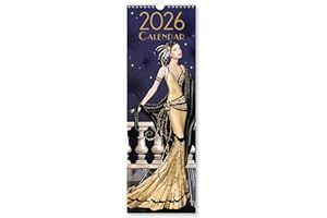 ROBERT FREDERICK Claire Coxon Art Deco 2026 Slim Wall Calendar | Monthly Planner with Vintage-Inspired Artwork & Hanging Loop