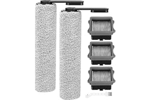 TIDEVAN 6 Rouleau de Brosse Rechange et Filtre Accessoires pour Tineco Floor One S5/S5 Pro/S5/S5 Pro 2 pour Aspirateurs Secs et Humides,3 Filtres,2 Rouleaux Brosse,1 Brosse Nettoyage(No pour S5 Combo