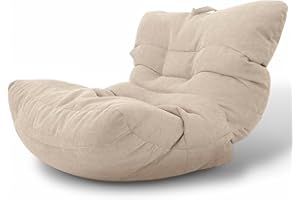 Aiire Pouf Poltrona Design in Cotone - Puffo per Sedersi XXL Moderno, Pouffe Salotto o Camera da Letto per Bambini o Gamer - Bean Bag per lettura o Puf Cuscini da Pavimento Beige