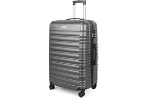 MoFut Koffer Groß, Hartschalenkoffer aus ABS, Trolley, Reisekoffer mit 4 drehbaren Rollen (360°), 3-stelliges Zahlenschloss und Aluminium-Teleskopgriff (XL – 95L, Dunkelgrau)