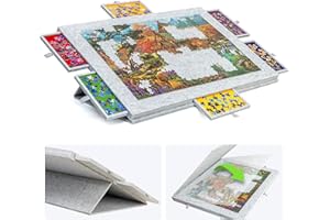 Lavievert Tavola puzzle inclinabile da 1500 pezzi con supporto e copertura progettati 2 in 1, leggero altopiano puzzle con 6 cassetti, tavolo puzzle portatile per adulti, salva-puzzle in feltro -