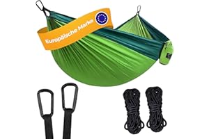 GRASSMAN Hamak kempingowy, hamak dla 2 osób, ultralekki hamak outdoorowy, idealny prezent na kemping, z 2 paskami na drzewo premium + 2 karabińczyki