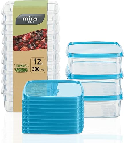 MiraHome Gefrierdosen Set 15x0,125L Rechteckig Durchsichtig Blau – Perfekt in der Küche zur Aufbewahrung & Organisation für Lebensmittel – Vorratsdosen mit Deckel Luftdicht – Austrian Quality