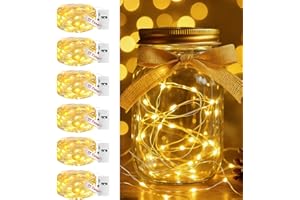 btfarm Lot de 6 Mini Guirlande Led à Pile avec Minuterie, 2M 20 LED Petite Guirlande Lumineuse avec 3 Modes Étanche pour Interieur Chambre Mariage Fête Noël Bouteille Décoration, Blanc Chaud