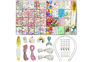 IBOPUXIU Zestaw do Tworzenia Bransoletek z Charmsami, Prezent dla Dziewczynki 5-13 Lat, Biżuteria DIY z Koralikami, Kreatywna Zabawka na Boże Narodzenie i Urodziny