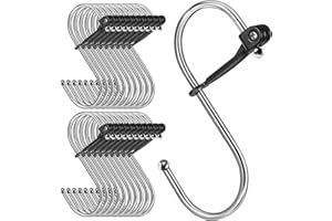 Sopito S Haken, 20 stück S-haken Küche mit Sicherheitsschnalle, Aufhänger Haken Passend für Rod Durchmesser bis 3,2 cm für Küche Kleiderschrank zum Aufhängen