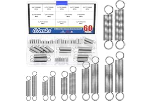 Glarks 60pcs Stainless Steel Extension Springs with Double Hook Sets 12 Sizes Small Spring Tension Spring Wire Assortment for Machinery Construction Industrial