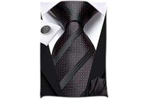 Hi-Tie Herren Krawatte Schwarz Paisley/Plaid/Streifen/Einfarbig Krawatten Set Einstecktuch Manschettenknöpfe Business Formal Hochzeit Meeting Geschenkbox in verschiedenen Farben