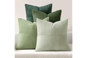 ‎MIULEE MIULEE 4er Set Kissenbezug 40x40 cm Kordsamt Sofakissen Weihnachten Patchwork Grün Serie Dekokissenhülle Zierkissenbezüge Square Zierkissen für Sofa Wohnzimmer Schlafzimmer