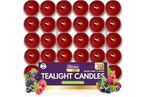 SOL 30pk Tea Light Candles Fresh Berries – 3.5 Hour Burn Time, Scented Tea Lights, Long-Lasting and Ideal for Home, Relaxation, Romantic Dinners, Weddings, Festive Decor, Cosy Evenings