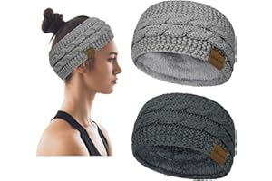 CHALIER COZY 2 Pcs Fascia Capelli Invernale Donna All'uncinetto Caldo Inverno Fasce in Maglia per Capelli Donne Cerchietto Ragazze Turbante Lavoro Lo Shopping Sci Corsa