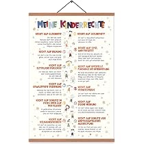 Produktbild von EASTJOY Kinderrechte Poster DIN A2 (60x40cm) – Mit Teakholz-Leiste, Für Kita & Grundschule