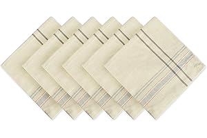 DII Francuski zestaw stołowy w paski, styl wiejski, serwetki, 50 x 50, szarobrązowy/szary, 6-częściowy
