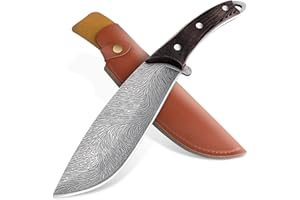 Dragon Creek Bushcraft Messer, Jagdmesser Feststehende Klinge, Großes Survival Outdoor Messer, Wandermesser mit PU Holster, ür Camping, Angeln und Bergsteigen