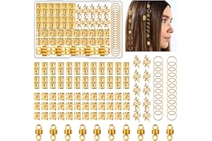 Kieswan 100 Stück Dreadlocks Schmuck Wikinger Haarschmuck Gold, Metall Haarringe für Zöpfe, Verstellbar Cuffs Haarperlen Haarspiralen für Braids Zubehör Dekoration