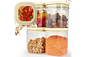 Dalena Home® Set di 4 Barattoli di Vetro con Coperchio robusto Vetro Borosilicato + Etichette (4x 1000ml) Contenitore Ermetico per Alimenti - Contenitori per Pasta