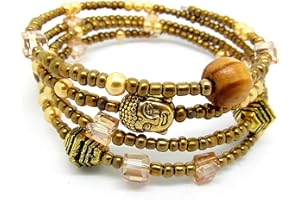 Julz Beads Memory Wire Bracelet Jewellery Making Kit Ethnic Buddha with Instructions K0006L