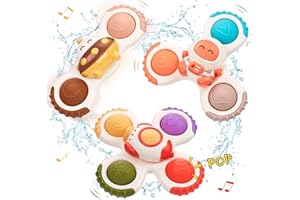 Ventouse Spinner Jouets pour bébé, CRIOLPO Hand Spinner Bebe 1an, Jouet de Bain sensoriel pour Bebe, 1 2 3 Ans Anti Stresse Anti anxiété Cadeau pour se Baigner, Voyager, Manger
