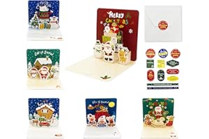 ‎XCDHEMDE Xcdhemde 6 sztuk 3D Kartki Świąteczne z Kopertami, Mini Kartek Bożonarodzeniowych, Popup Christmas Card, Kartek Boże Narodzenie dla dzieci, przyjaciół i rodziny