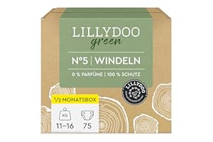‎LILLYDOO LILLYDOO green umweltschonende Windeln, Größe 5 (11-16 kg), Halbmonatsbox (75 Windeln) (FSC Mix)