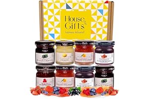 HOUSE OF GIFTS Jams & Marmalade Preserves Tasting Hamper Selection Gift Set With 8x 38g Jars | Gourmet Gifts for Mum, Dad, Elderly People, Jam Lovers Classic Preserves