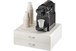 Baroni Home Tiroir Porte-Dosettes de Café, Organisateur Universel 30 capsules Nespresso et Dolce Gusto, pour accessoires et thé, Compact en Plastique Résistant, 2 Tiroirs, 34x13x34 cm, Blanc