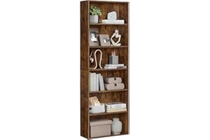‎VASAGLE VASAGLE Bücherregal, 6-stöckiges Regal, offenes Aufbewahrungsregal, Standregal, 24 x 60 x 178,5 cm, für Wohnzimmer, Homeoffice, Esszimmer, vintagebraun LBC169K01