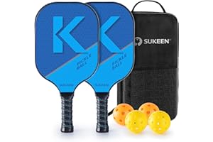 ‎SUKEEN Sukeen Pickleball Schläger Set von 2, Fiberglas Oberfläche Pickleball Set mit Pickleball Racket, Pickleball Paddle Set für Männer und Frauen