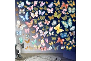 SINEKONG Luminosa Farfalle Adesivi Murale Adesivi Parete Bambini Fluorescenti Farfalla Adesivi Luminosi al Buio Adesivi da Parete Fluorescenti Farfalla Stickers Murali per Bambini Compleanno Verde