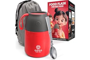 GOOD FOR YOU Thermos per alimenti, in acciaio inox, 530 ml, per pasti caldi e freddi, isolamento a doppia parete, contenitore termico per alimenti, per scuola, ufficio, viaggi, campeggio, cucchiaio pieghevole