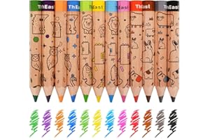 ThEast Stocking Fillers for Boys Girls, 12 Thick Colouring Pencils for Kids, Small Coloured Pencils for Children, Chunky Pencils for Toddlers