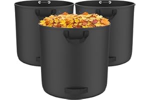 Euakee Worki na odpady ogrodowe wielokrotnego użytku, opakowanie 3 x worki na liście ogrodowe 272 l, z uchwytami do przenoszenia, wodoodporne składane torby na śmieci na trawnik