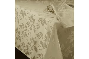 Romanstile tovaglia antimacchia 300x150 cm tovaglia grande rettangolare per 8-12 posti tovaglie Jacquard decorativa del tavolo per esterni, feste di compleanno, banchetti (1 pezzo, beige, 210 GSM)