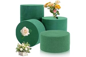 QHKLEW 6 Mousses Florales Rondes,Mousses Florales, Cylindres en Mousse pour Fleurs, 8 x 4 cm Florales avec Grille Mousse Florale avec Plateau à Ventouse, pour Anniversaire Mariage Décor Voiture