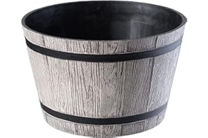 Kadax - Pot de fleurs rond en plastique pour intérieur et extérieur - Pour fleurs, maison, jardin, balcon, terrasse - Résistant aux intempéries (diamètre 40 cm, gris clair)