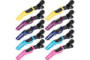 XCZYN Fermagli per Capelli da Parrucchiere Professionali Styling Sezioni Forcine per Capelli in Alligatore Denti Larghi Facile Styling Capelli Spessi o Sottili (10 Pezzi, Colore Colorato)