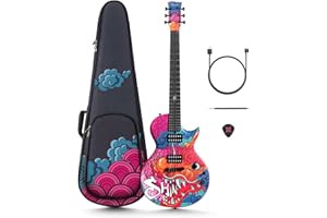 YAXUN MUSICAL Electric Guitar Shinichi Kobayashi Signature Loong Nova Go Sonic Smart Electric Carbon Fiber Guitarra with 10W Wireless Speaker, Onboard Presets, Charging Cable, Adjusting Wrench, and Gig Bag