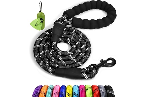 Taglory Correa de Perro, 1,5 m Correa de Fuerte de Perro para Perros Medianos y Grandes con Mango Acolchado Suave y Hilos Reflectantes, Negro