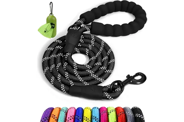 Taglory Correa de Perro, 1,5 m Correa de Fuerte de Perro para Perros Medianos y Grandes con Mango Acolchado Suave y Hilos Reflectantes, Negro