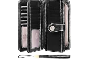 SENDEFN Monederos para Mujer Cartera de Mujer de Gran Capacidad de Cuero,con 24 Ranuras para Tarjetas con RFID Bloqueo Largo de Cremallera Carteras para Mujer