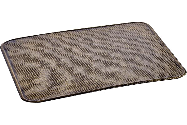 FIREFIX 2084 golvplåt, rektangulär 500 x 600 mm, stålplåtsoptik hamrad mässing, mässingsfärger