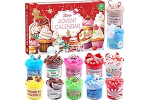 FUNEWEST Slime Advent Calendar 2025 - Christmas Countdown Calendars 24 Days of Surprises with Different Texture Fluffy Slime Kit Funny Gifts Toy for Toddler Kids Teens Girls 4 5 6 7 8 9 10 11 12 Year Old
