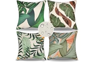EliteHomeComforts Fundas de Cojines 40x40cm Exterior Fundas Cojines Impermeable Funda Cojin Plantas Tropicales Decorativo Verano Sofa Moderno Lino por Salon Jardín Sofá Cojines Decoración 4 Piezas