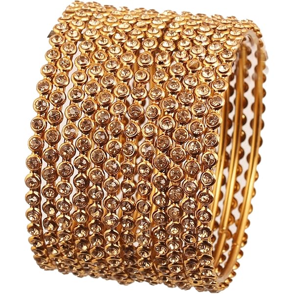 Touchstone Bracciali Indiani Colorful Bangle Collection – Set 24 Pezzi In Metallo, Stile Bollywood, Nero Lucido