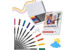 Edding 1300-10S - Estuche de metal con 10 rotuladores multicolor
